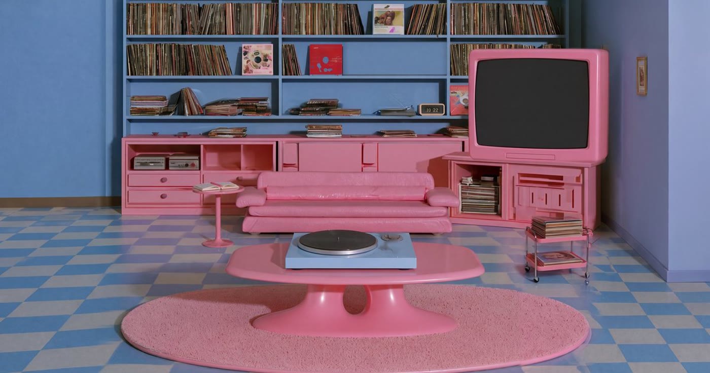 The pink record room